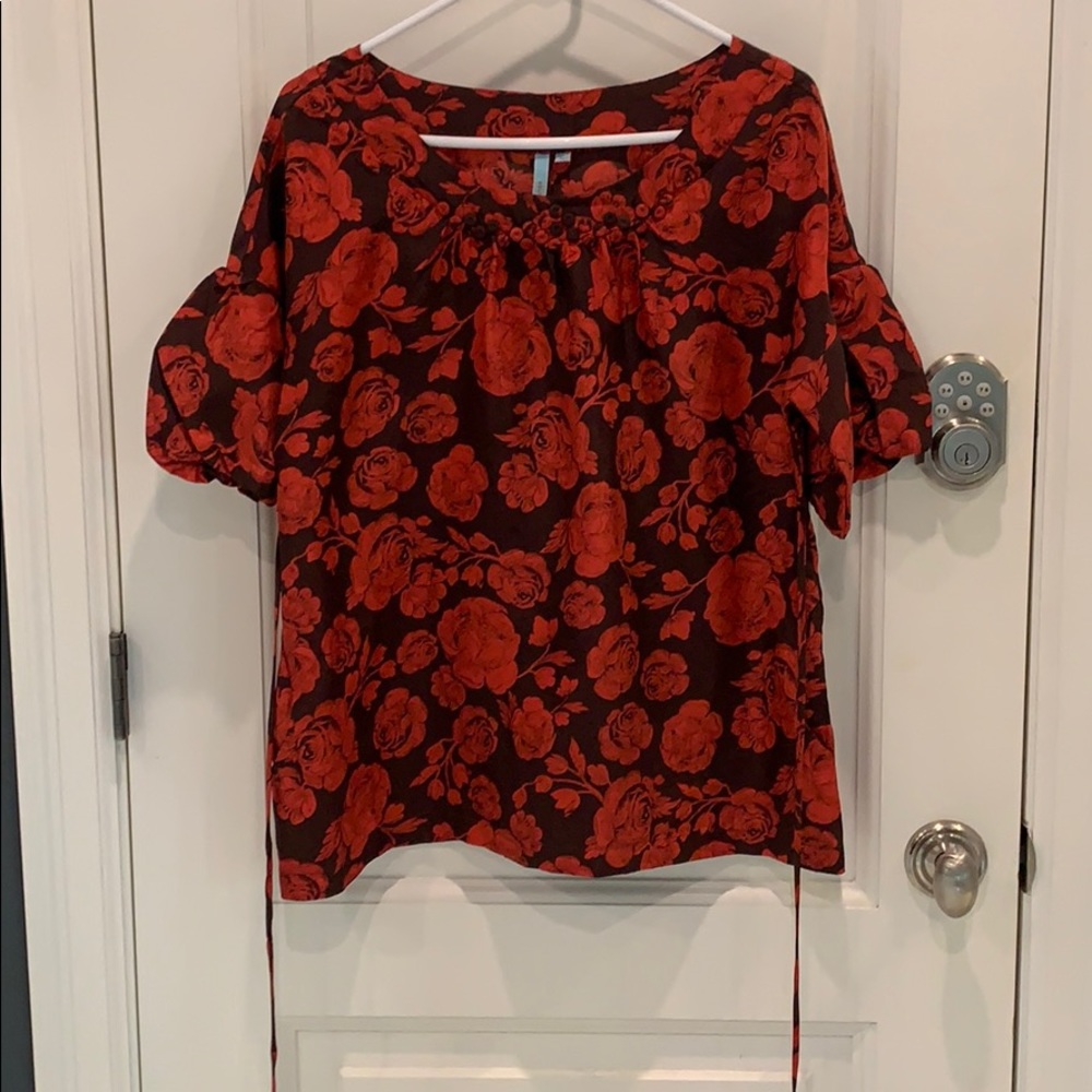 Bell sleeve silk blouse